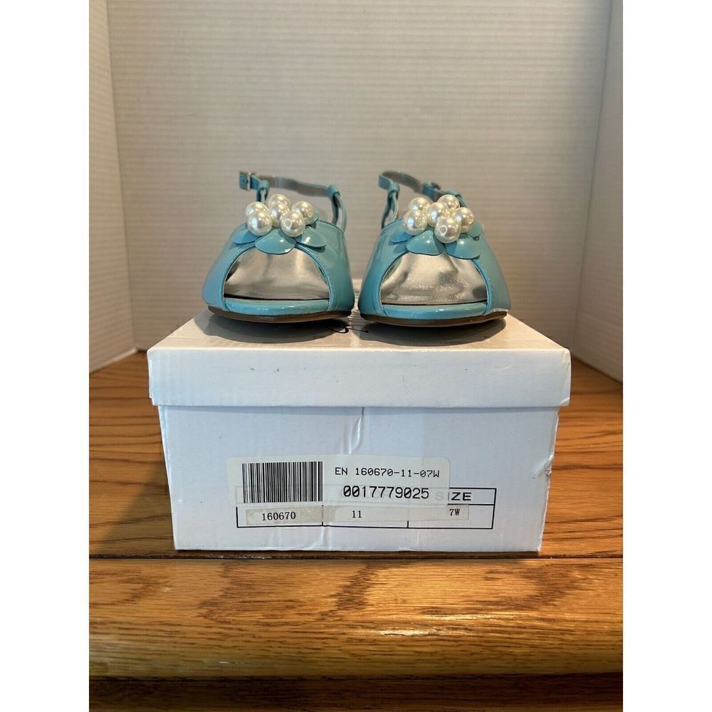 ANGEL & STEPS Bailey Slingback Turquoise Patent Women's Size 7 W 160670